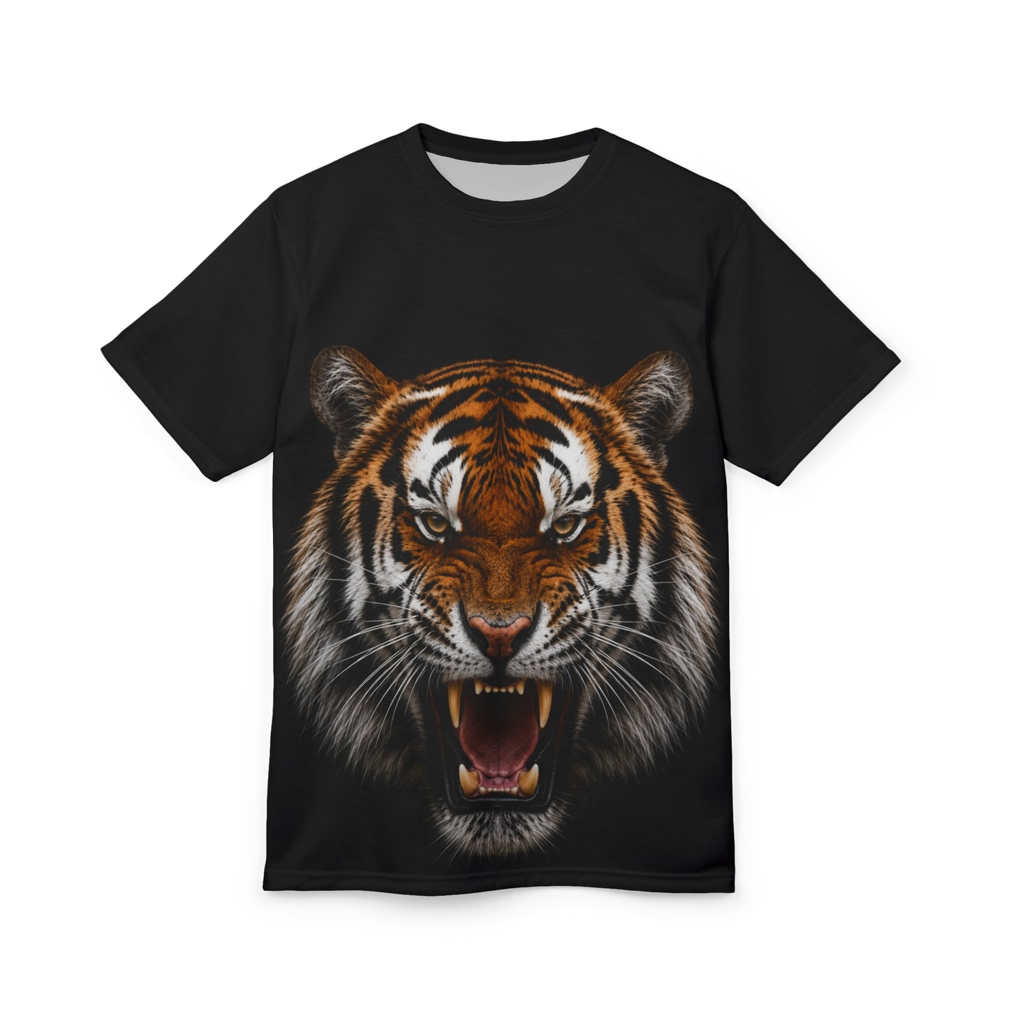 Roaring Tiger Graphic Tee — Fierce Full-Front Animal Print T-Shirt