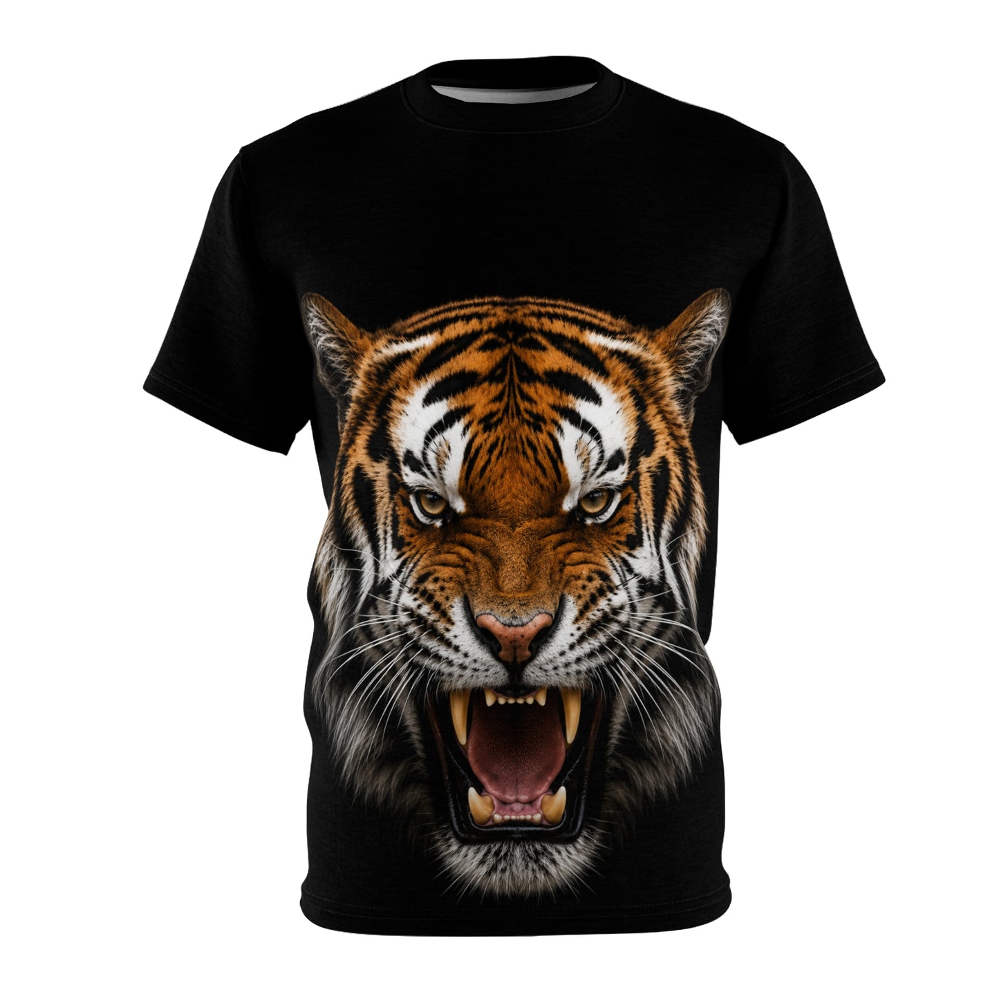 Roaring Tiger Graphic Tee — Fierce Full-Front Animal Print T-Shirt