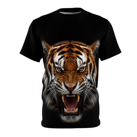 Roaring Tiger Graphic Tee — Fierce Full-Front Animal Print T-Shirt